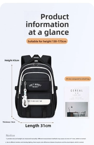 Detailed view of the large capacity backpack with A4 magazine for size comparison