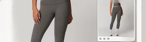 Détail du legging de yoga sans couture taille haute en gris foncé et vert olive mat