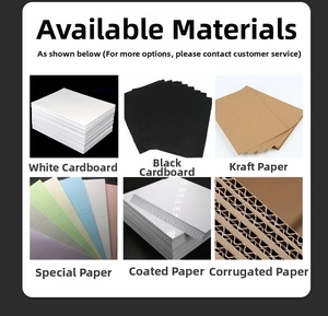 Detailed grid view showing white, black, kraft, specialty, coated and corrugated paper options