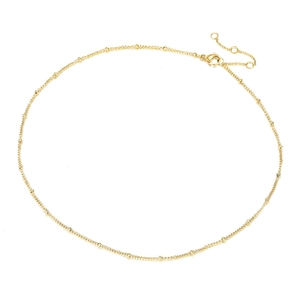 Minimalist gold-plated stainless steel bead chain necklace with lobster clasp and extender