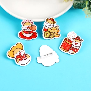 Broches mignonnes en acrylique avec hamsters en costumes traditionnels du zodiaque