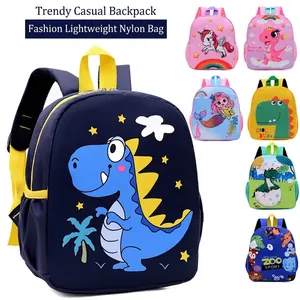 Mochila Para Niños Nylon Ligero Dibujos Animados Dinosaurio Unicornio Bolso Escolar Para Jardín De Infantes Bebés Lindo
