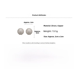 Detail specifications of silver needle ball earrings with cubic zirconia and copper