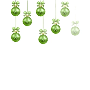 Green Christmas balls with snowflake pattern and satin bows for wall window decoration