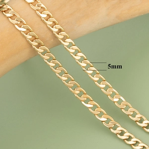 5mm wide flattened O-link chain in 18K gold plated finish for DIY jewelry