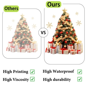 Detail of high-definition Christmas tree decals featuring vibrant colors and waterproof texture