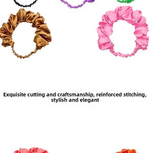 Detailed view of durable reinforced stitching and elastic design on satin hair bands
