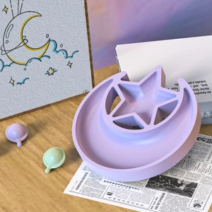 Dreamy lavender star and moon storage tray silicone mold for DIY resin jewelry organizers