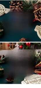 Detailed close-up of white Christmas fondant stamps with snowflake and tree relief designs