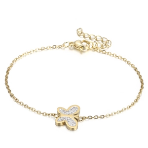 Elegant gold butterfly bracelet with sparkling crystals and adjustable lobster clasp chain