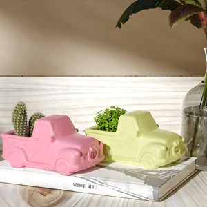Stampo in silicone per vasi di piante grasse a forma di camioncino rosa e verde