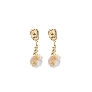 Baroque natural pearl earrings with 18k gold plating shown on a white background