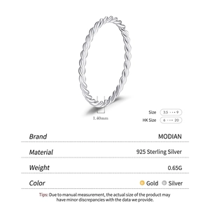 Minimalist S925 sterling silver twisted rope ring in silver and gold 1.4mm band