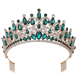 Baroque Bridal Crown Tiara Alloy Rhinestone Crystal Hair Accessory For Wedding Birthday Party Headpiece With Combs
