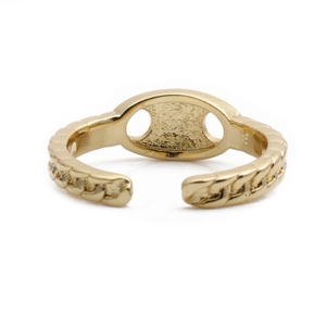 Minimalist gold-plated open chain ring with a coffee bean pig nose link design