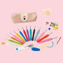 Comprehensive crochet tool kit with colorful soft-grip hooks and assorted accessories