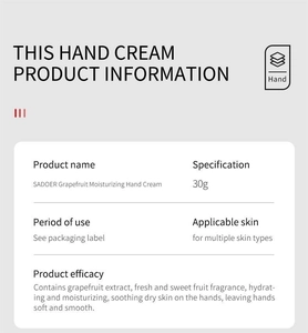 Gedetailleerde productinformatie voor SADOER Grapefruit hydraterende handcrème 30g