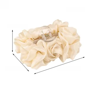 Detailed view of cream large chiffon hair claw clip with size dimensions and weight info