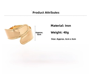 Detail view showing dimensions of golden irregular metal bangle with high mirror polish