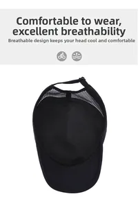 Close-up of black breathable mesh fabric on flat top cap with adjustable strap