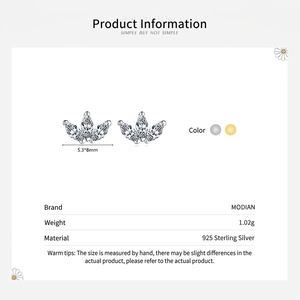 Orecchini a perno a corona in argento sterling S925 con pietre taglio marquise in argento e oro