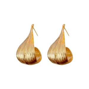 Gold plated leaf stud earrings with organic texture and minimalist style for women