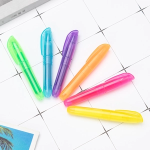 Buntes Set aus Einkopf-Textmarker, transparente Korpusästhetik-Stifte für Büro und Schule.