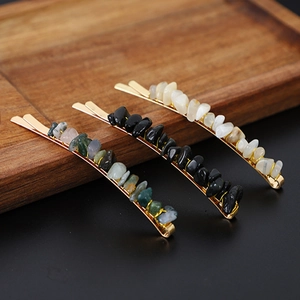 Natural Crystal Stone Chips Hair Clip Handmade Metal Bobby Pin For Women Girls Boho Style Hair Accessories