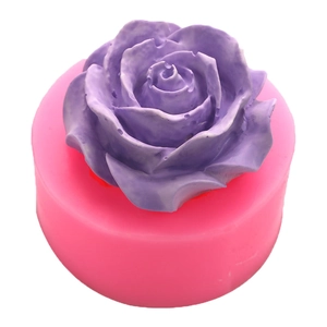 3D rose flower silicone mold for DIY fondant cake decorating in pink and purple colors