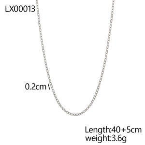 Polished silver stainless steel chain detail with LX00013 model measurement labels