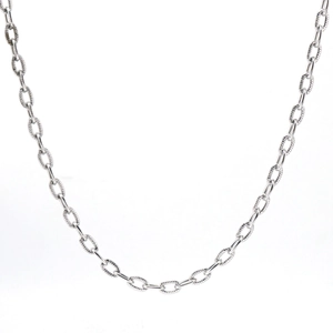 Silver 304 stainless steel textured oval link chain necklace for DIY jewelry making