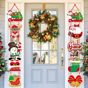 Weihnachts-Türbanner mit Weihnachtsmann und Schneemann für festliche Außendekoration