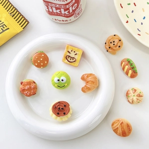 Set of cute realistic miniature food resin brooches including burger and croissant