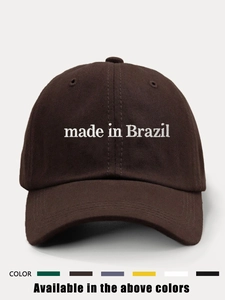 Detail view of cotton baseball cap with Made in Brazil embroidery and six color options