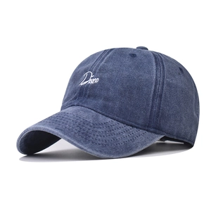 Casquette de baseball en coton délavé bleu foncé avec broderie Disco blanche pour extérieur