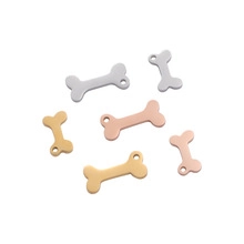 Polished bone-shaped metal pendants in gold, silver, and rose gold finishes and two sizes