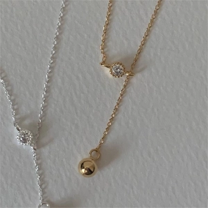 S925 silver heart necklace with zircon pendant in gold and silver color options