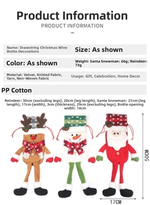 Detailed size chart for Christmas doll wine bottle covers with 50cm total height dimensions