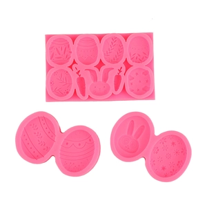Pink silicone Easter egg and bunny molds for DIY cake decorating and baking crafts