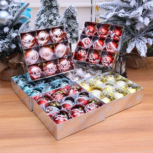 9-piece hand-painted Christmas tree ornament ball gift set with festive patterns