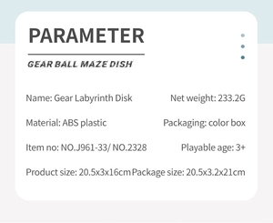 Specifications of Gear Labyrinth Disk made of ABS plastic for children aged 3 plus