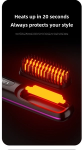 Detail showing the internal heating core and LCD display of the wireless hair straightener