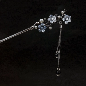 Pic À Cheveux Fleur Alliage Imitation Künstliche Perle Longue Frange À Gland Vintage Style Chinois Élégant Épingle Femmes