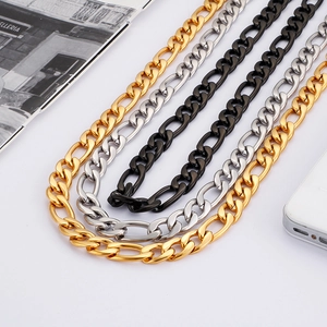Collier chaîne NK en acier titane hip-hop finitions or argent et noir