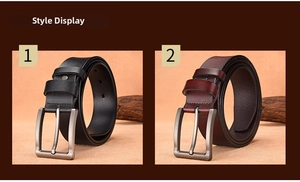 Detailed comparison of vintage black and dark brown leather belts with metal pin buckle