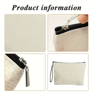 Easter canvas makeup bag with bunny egg print and durable black zipper closure