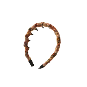 Knitted wavy headband in mixed warm tones with non-slip teeth for retro hair styling