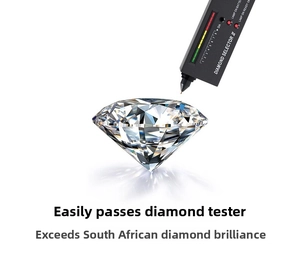 Diamond selector pen testing a round moissanite stone showing premium brilliance quality