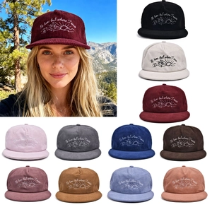 Corduroy Baseball Cap No Home But Where I Roam Cactus Embroidery Flat Brim Retro Outdoor Casual Sun Hat Adjustable