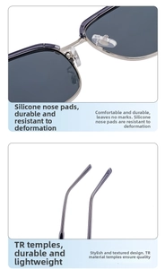 Detail of comfortable silicone nose pads and lightweight TR90 temples on polarized sunglasses